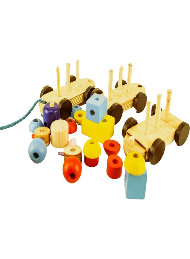 Techny Birds Technybirds Train Blocks | Wooden Toy Chick Train Wood | Toy Vehicles | Educational Stacking & Pull-Along Toy | Colorful Learning & Motor Skills | Age (1+) - Image 2
